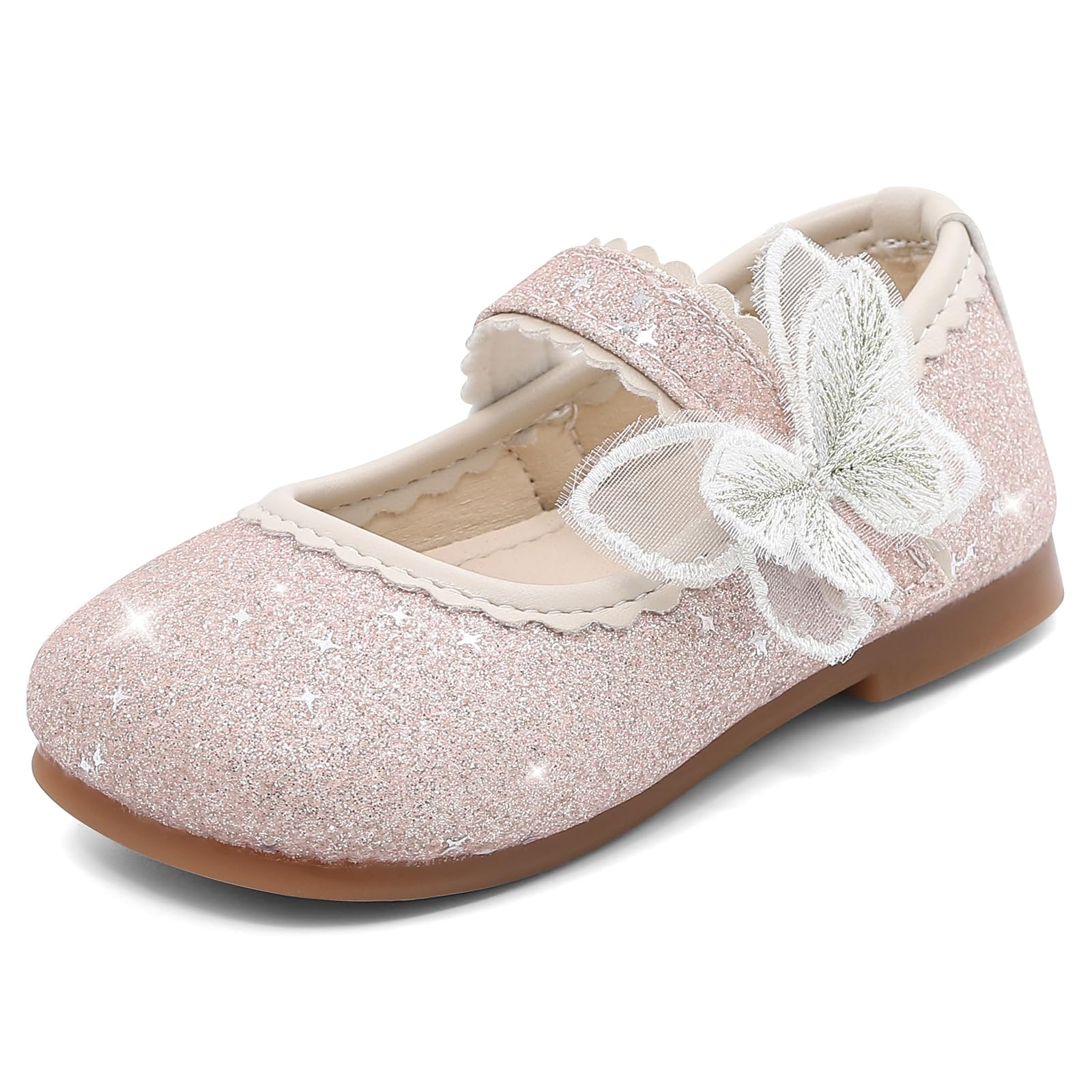 MK MATT KEELY Ballerines Fille Chaussure Princesse Glitter Enfant avec Papillon Chaussure Mary Jane Plates