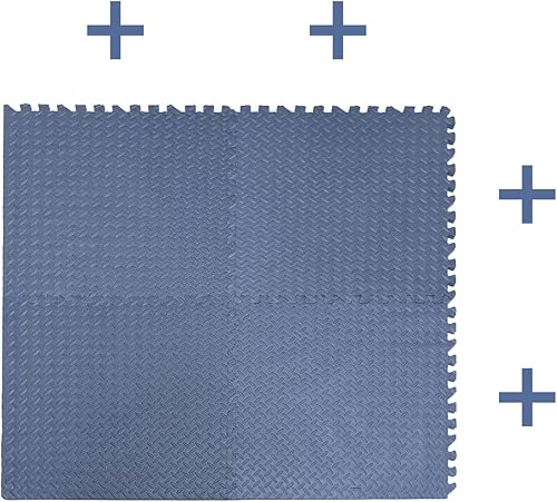 Miniatura 5 de HTTMT - Tapete de gimnasio azul de 12 x (48 pies cuadrados) de espuma EVA de 24 x 24 pulgadas entrelazado para ejercicio, fitness, rompecabezas de