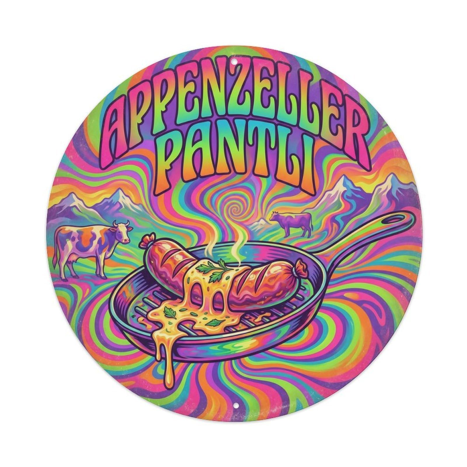 Swiss Travel Appenzeller Pantli Cheese Alpine Beef Metal Tin Sign