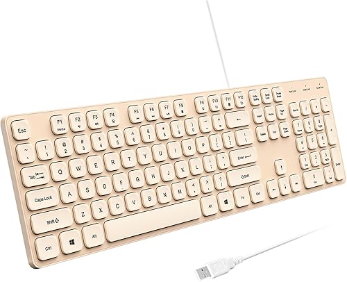 Miniatura 12 de Teclado USB con cable, cómodas teclas de chocolate silenciosas, teclado de computadora ultradelgado duradero con cable (QWERTY) para PC, Windows