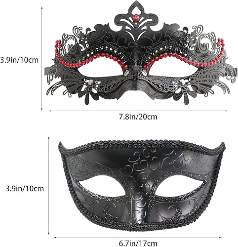 Miniatura 9 de Coddsmz Juego de máscaras para parejas, máscara veneciana y Mardi Gras para mujeres y hombres