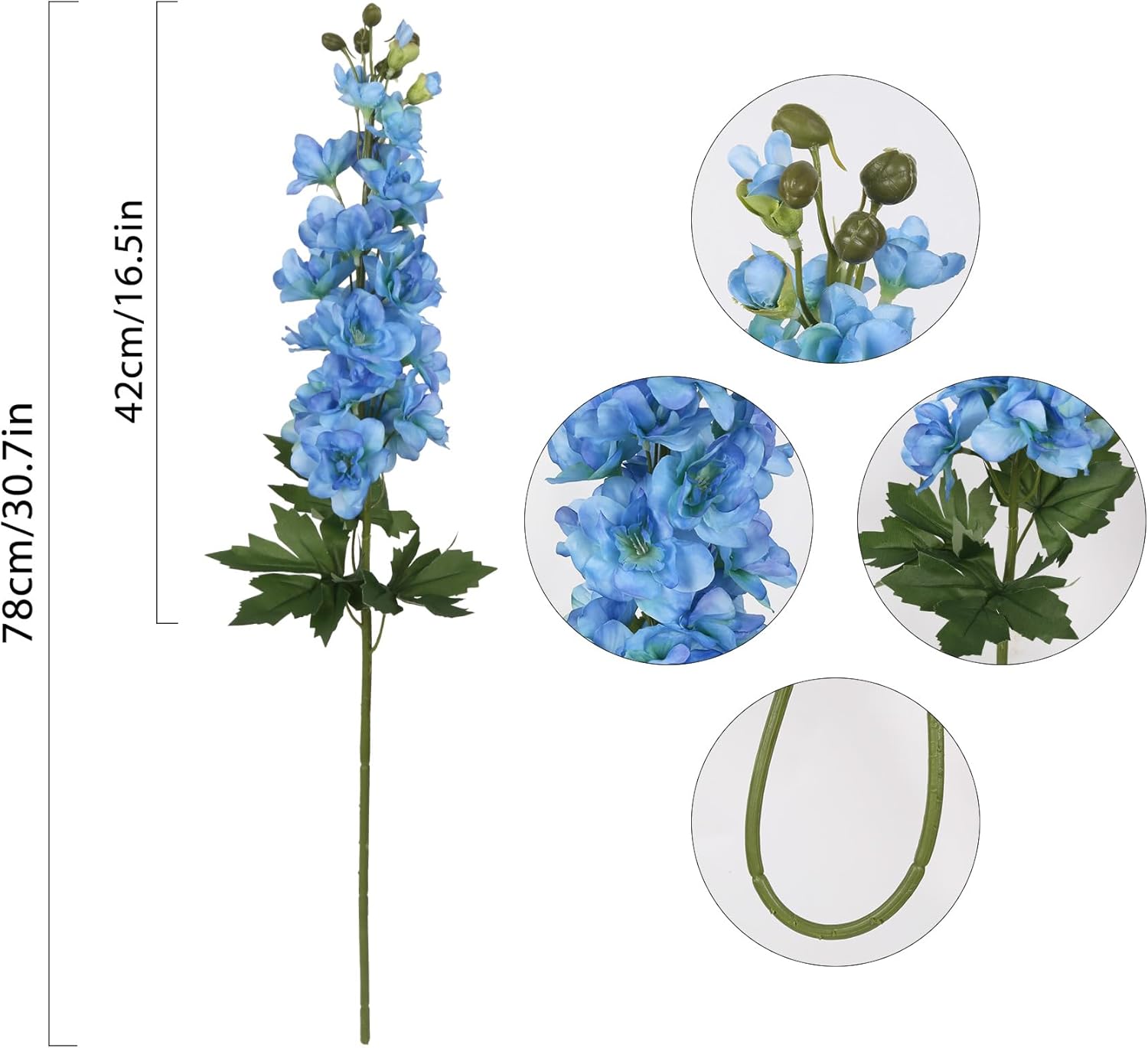 Blue Fake Flowers 5PCS Blue Delphinium Artificial Flowers 30.7" Larkspur Blue Silk Flowers for Wedding Centerpieces Blue Faux Snapdragon Flowers for Home Decor Indoor (Blue) - Image 2