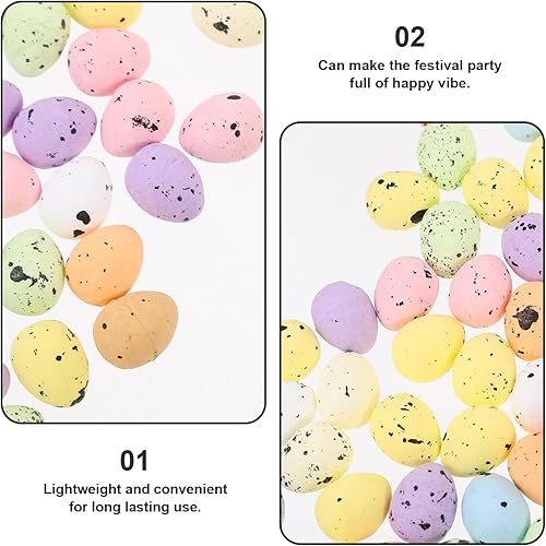 Miniatura 9 de Vaguelly Mini huevos de Pascua, 100 huevos moteados, huevos de espuma surtidos, huevos pequeños artificiales coloridos para Pascua, fiestas de