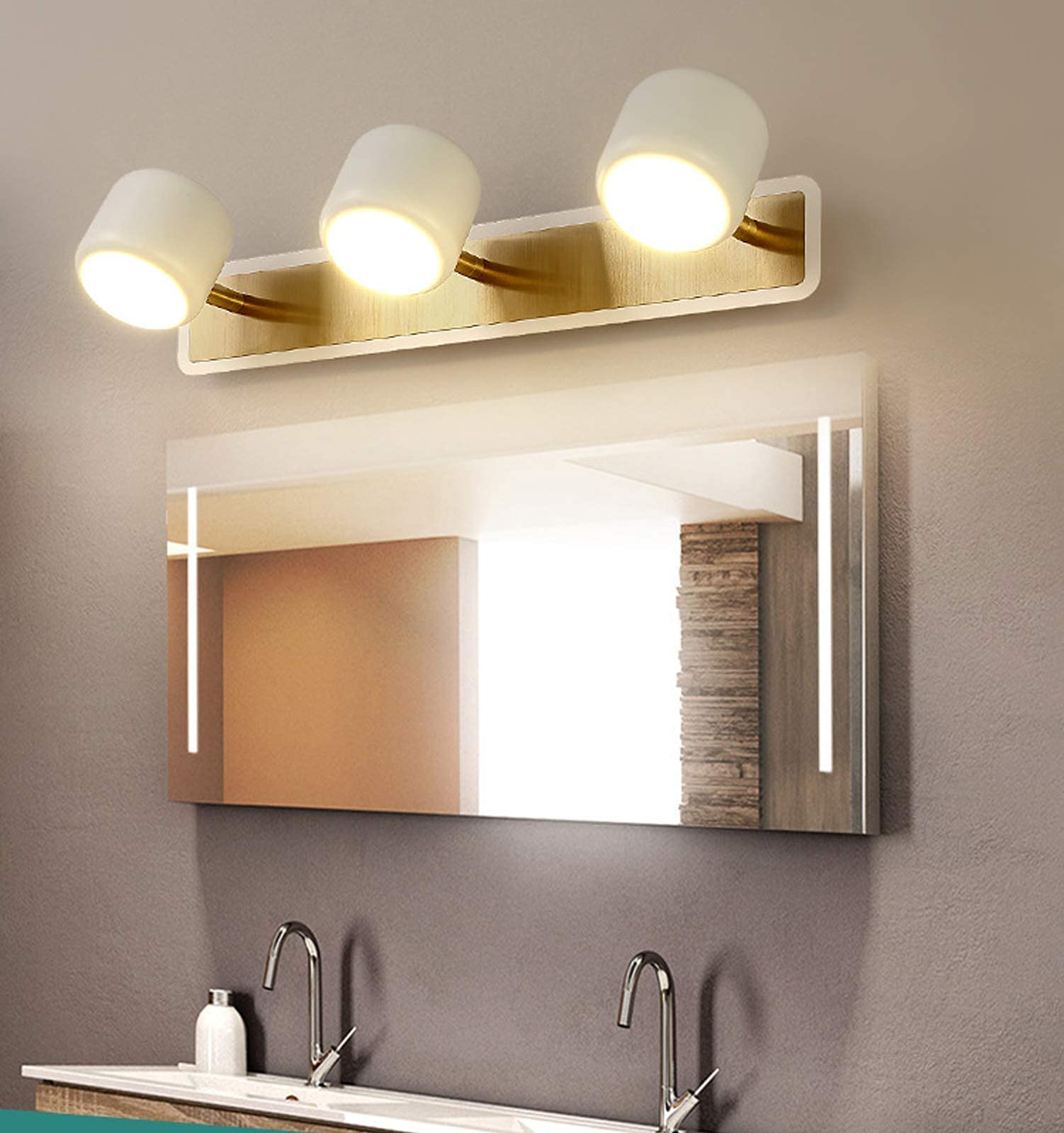 Światło Lustrzane Led,Regulowana Lampa Ścienna Lustrzana Wewnętrzna,Metalowa Akrylowa Wodoodporna Lampa Ścienna 2/3/4 Głowy,Do Toalet W Łazience/White/3 Heads 15W