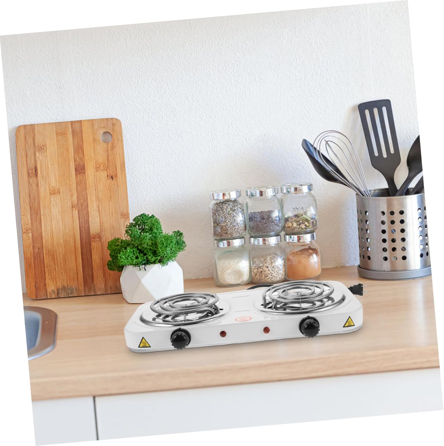 SOLUSTRE Double Burner Stove Temperature Control Countertop Cooktop for Kitchen Dorm Camping