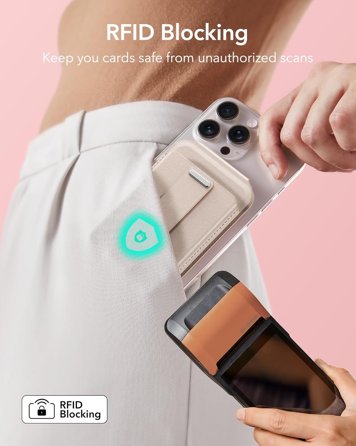 ESR Aura for MagSafe Wallet Stand w Grip, RFID Blocking w MagSafe Ring, 5 Card Holder for Phone Case, Magnetic Wallet for iPhone 17/16/15/14/13/12(Not for Mini), Selected Samsung,Desert Titanium - Image 5