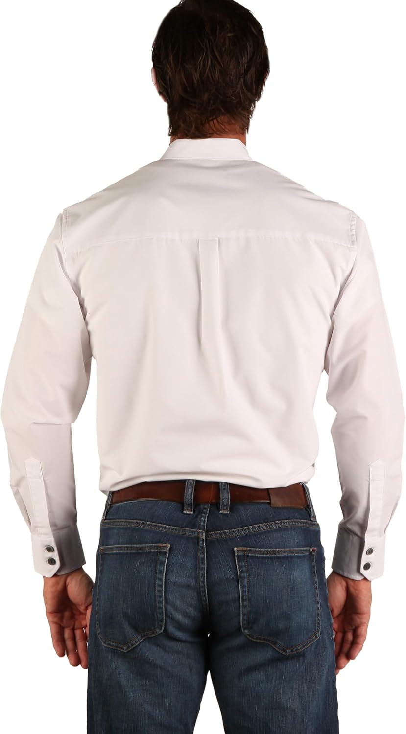 Traditional Irish Grandfather Shirt, Men's Casual Long Sleeve Button Down Poplin Style Dress Shirt with Band Collar - Image 4