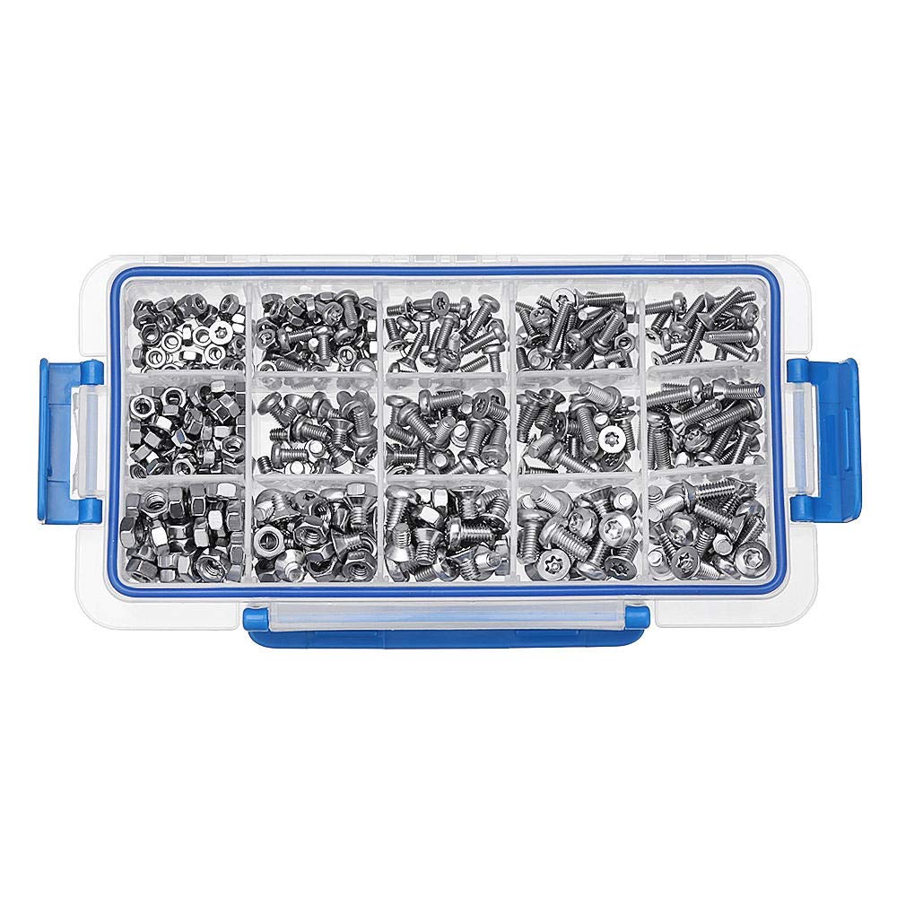Vis Torx M4 M5 M6 en acier inoxydable 304 | Assortiment de 480 pièces avec écrous