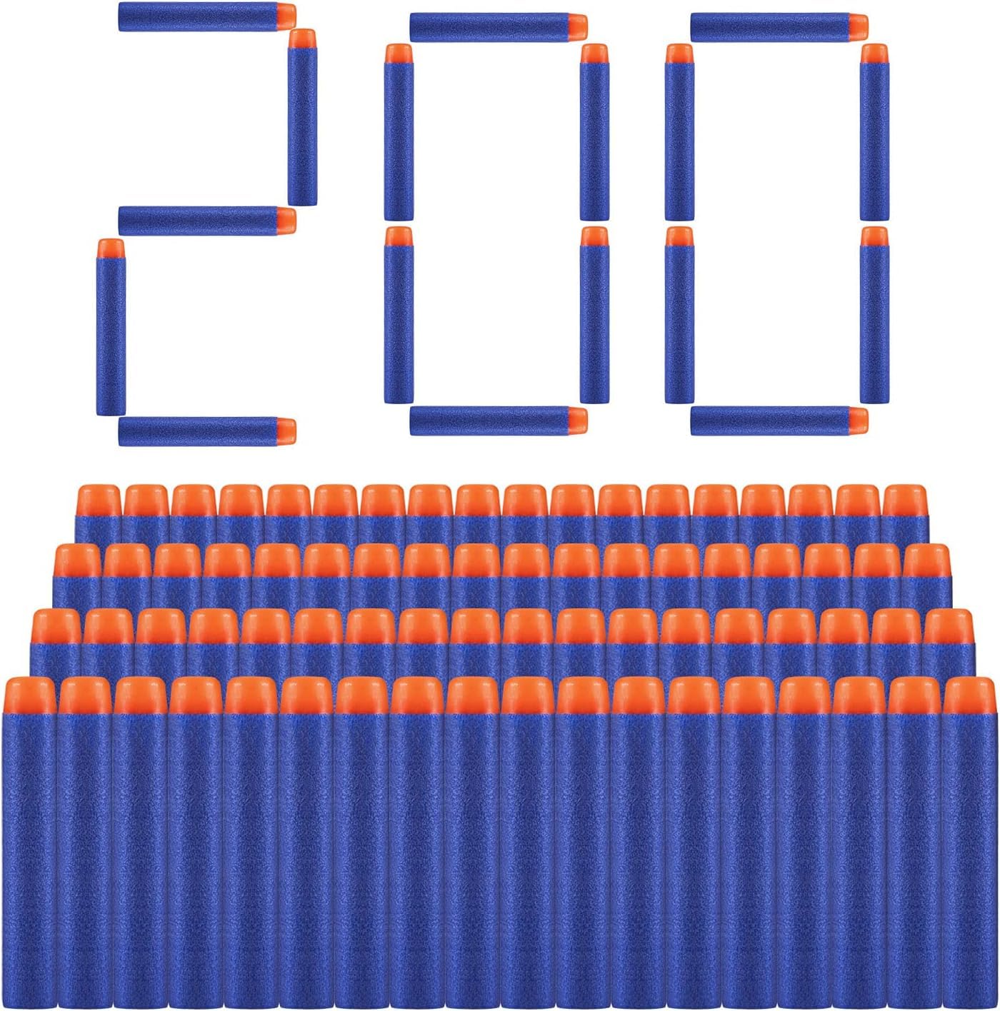 200 Pezzi Dardi Proiettili per Pistola Nerf N Strike Elite Blaster Ricambio Munizioni Ricarica Compatibili Freccette per Series Blasters Giocattolo per Bambini (Blu Bianco)