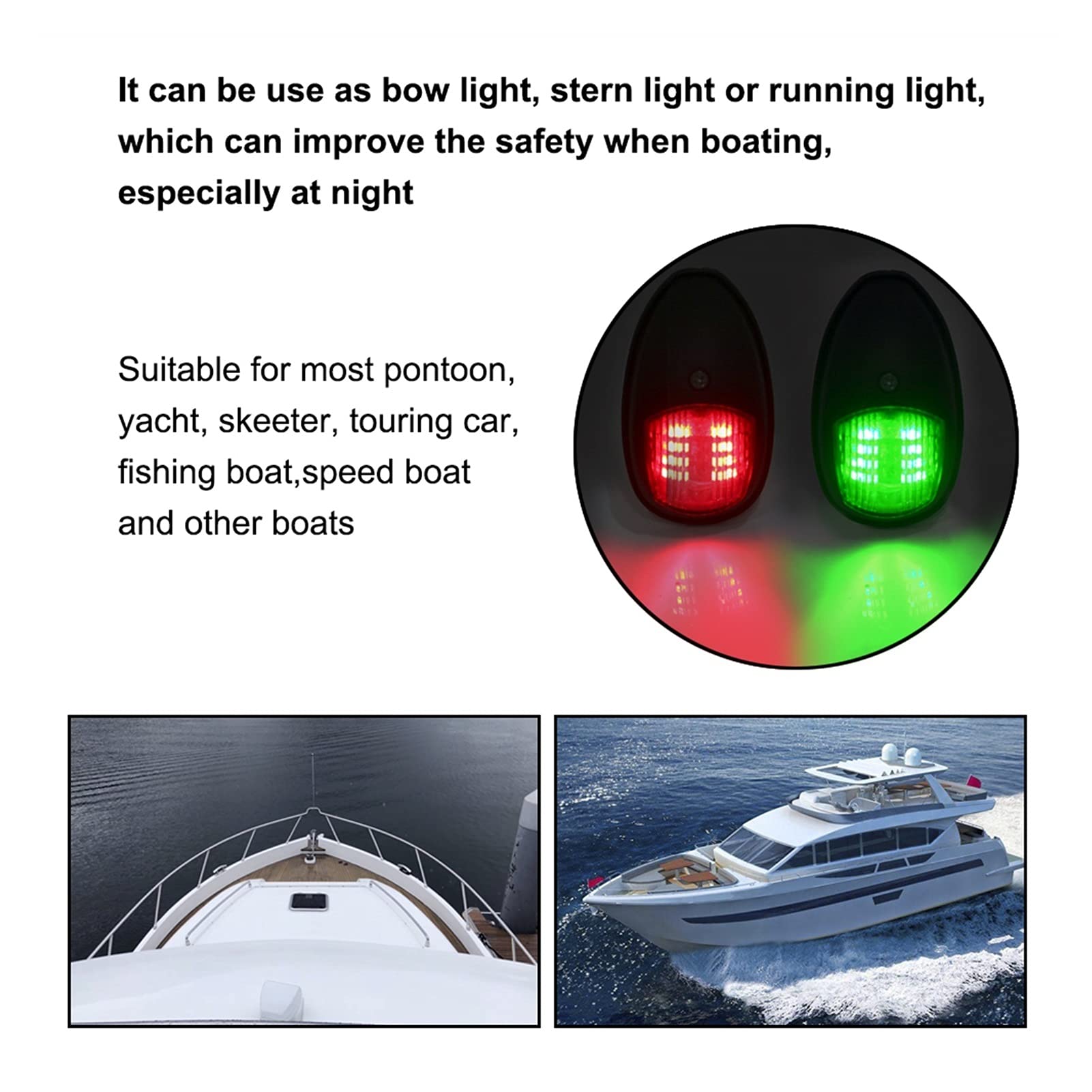 For il furgone del rimorchio camion di yacht della barca marina GUIDATO Lampada avvertimento segnale luce navigazione 0V-30V 2 PC/set Per la navigazione e la pesca(White)