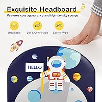 Vista 5 de HONEY JOY Marco de cama individual para niños, plataforma de cama individual de madera con cabecera y base de listones, no necesita somier, muebles