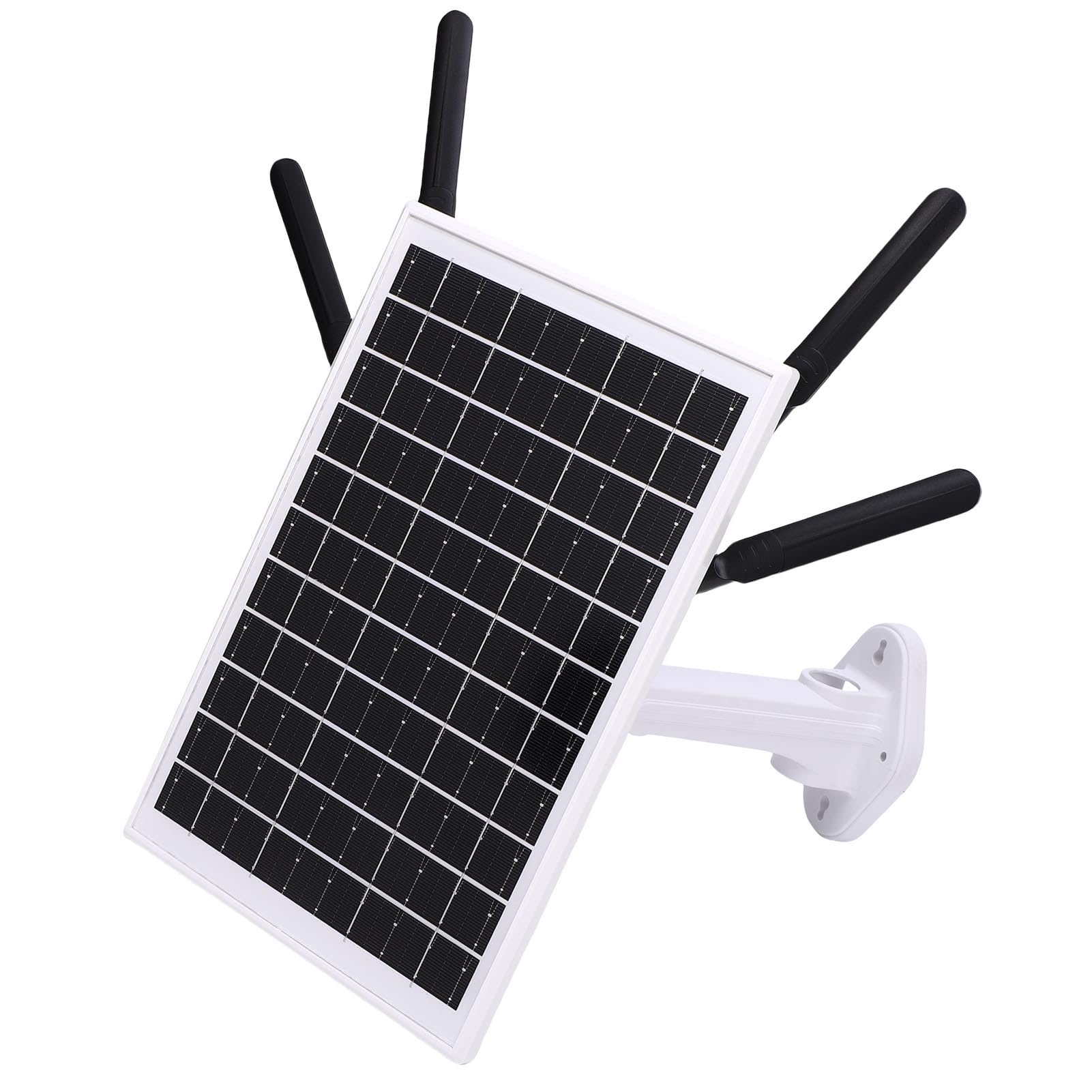 Fdit Router 4G Solare Impermeabile IP66 Pannello Solare 12W Extender WiFi 300Mbps con Slot per Scheda SIM per Aziende Agricole e Cantieri Edili (Antenne nere)