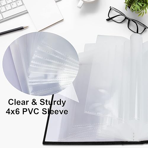 Miniatura 4 de Vienrose Álbum de fotos pequeño de 4 x 6 pulgadas, paquete de 2 mini libros de fotos con cubierta de lino, 26 páginas con capacidad para 52