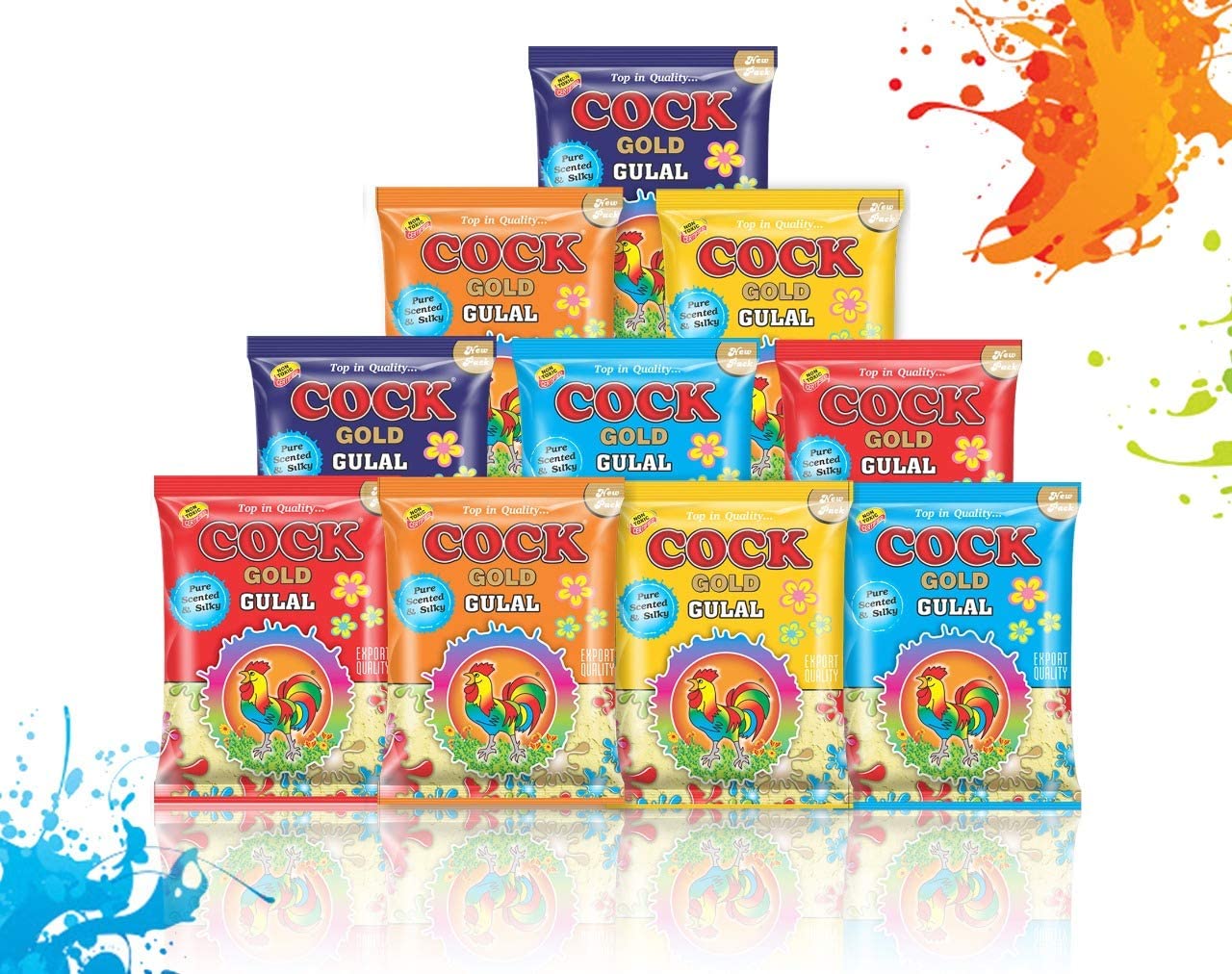 Holi lot de 10 bâtons de couleur poudre Gulaal douce et multicolore