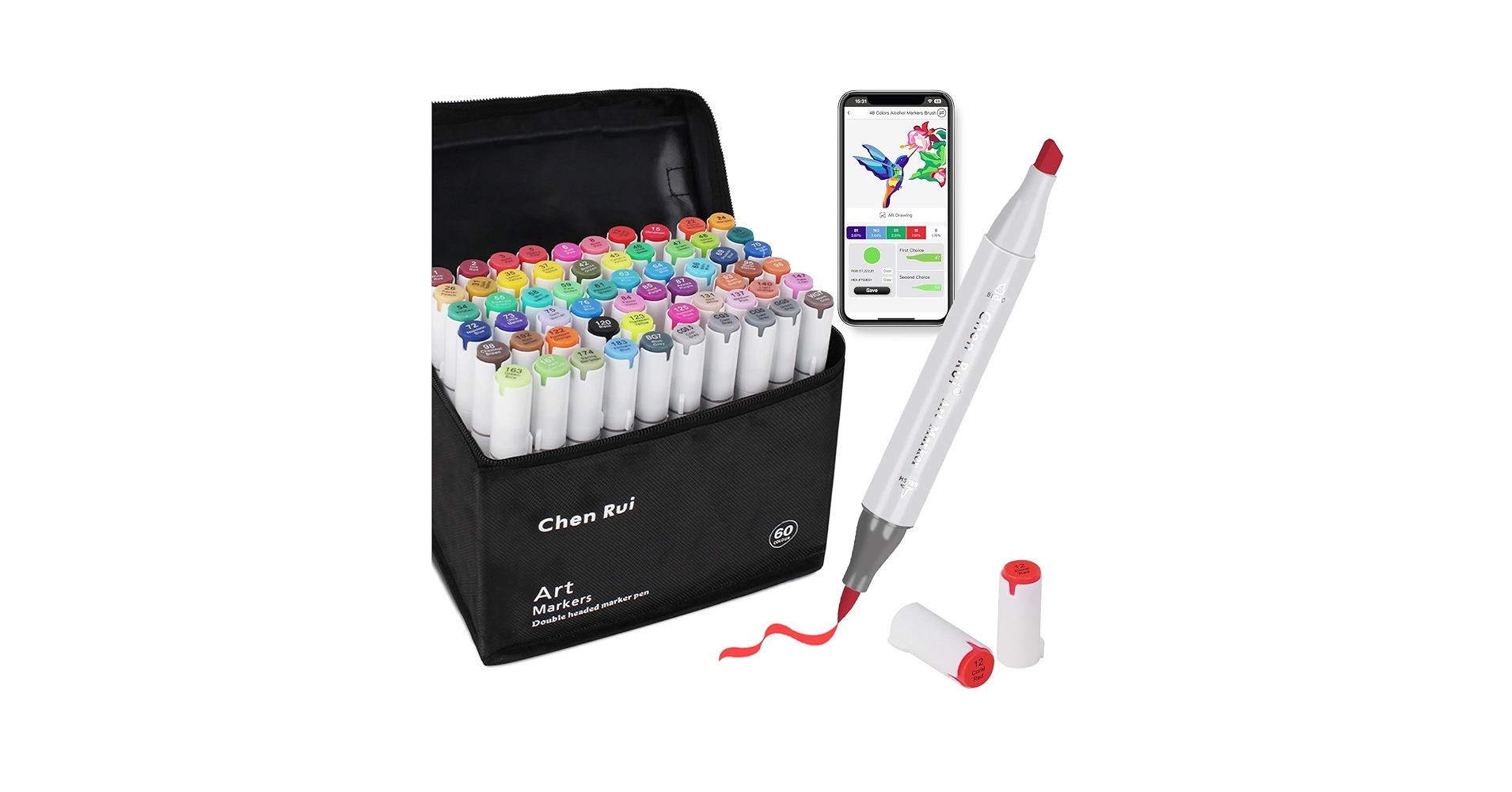 みりあん☺︎⑩ Amazon.com : YHC 60 Colors Alcohol Brush Marker with Free