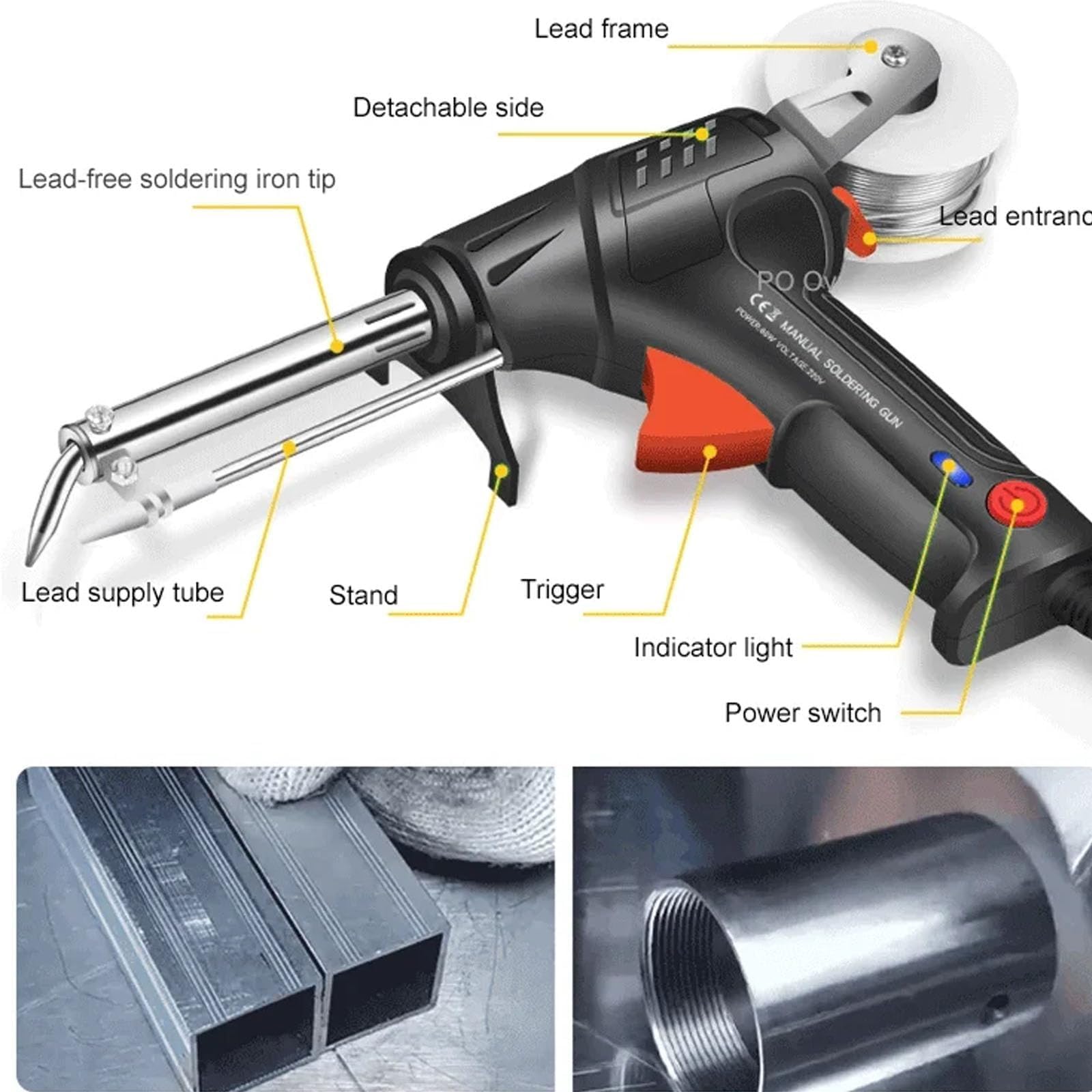 Intern beheizte industrielle Laserschweißwerkzeuge, automatische interne Wärme des kabelgebundenen Lötkolbens, Multifunktions-Lötkolben-Lötpistolen-Set, Handschweißgerät(C)