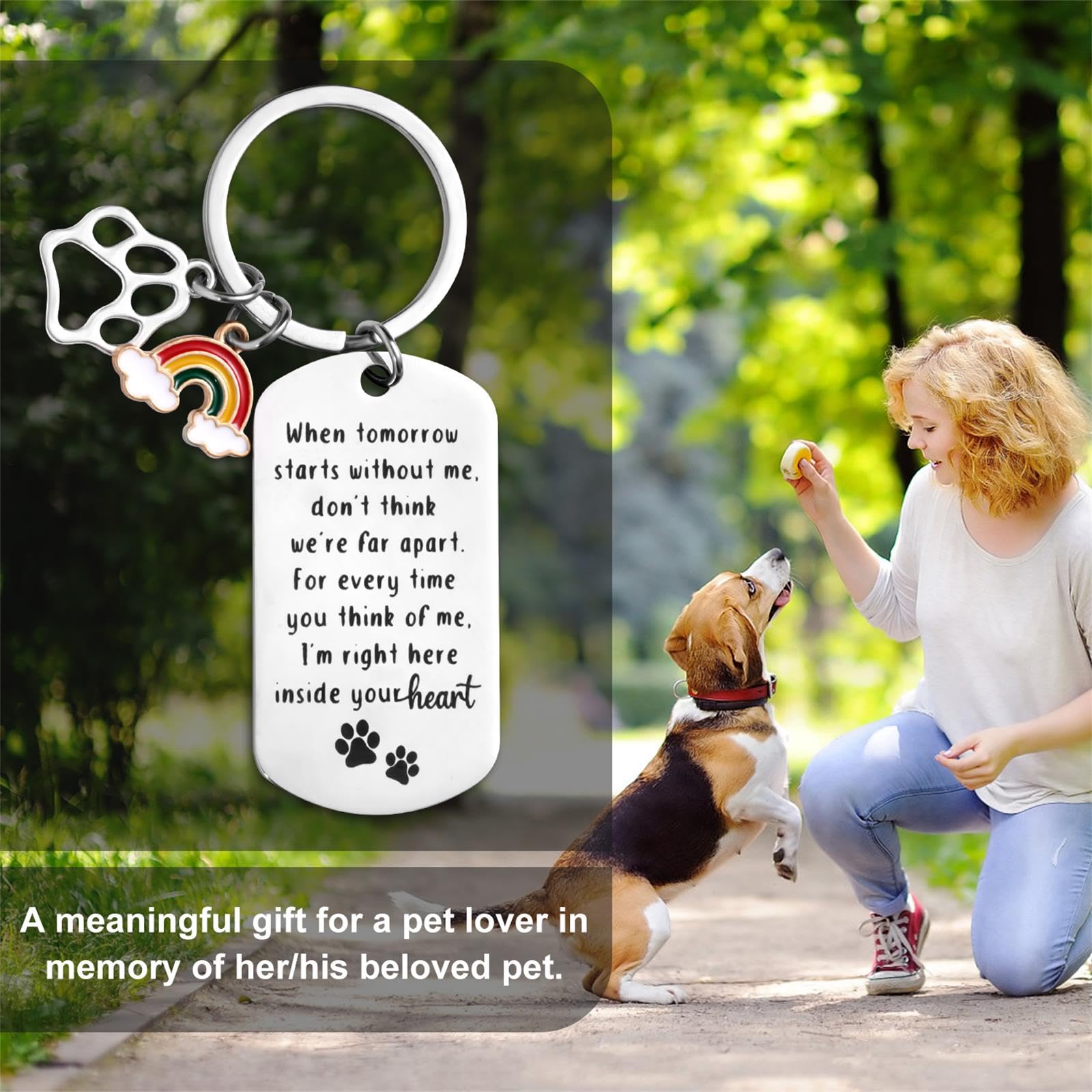 XIHIRCD Portachiavi Commemorativo per Cani per la Perdita del Cane, Regalo Commemorativo per Cani con Ponte Arcobaleno Portachiavi per Cani con Simpatia e Lutto per Cani Gatti Animali Domestici