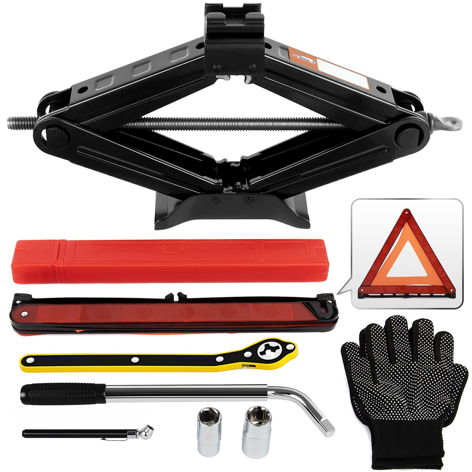 Scissor Jack Car Jack Kit, 2.5 Ton (5512 lbs) Tire Jack with Lug Wrench, Portable Emergency Spare Tire Changing Repair Kit, Scissor Jack Kit, Universal Vehicle Scissor Lift Jacks for SUV