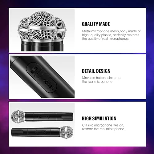 Miniatura 4 de Zubebe Paquete de 8 micrófonos falsos a granel de plástico de simulación, paquete de micrófono falso para disfraz, karaoke, música, Swift, cosplay,