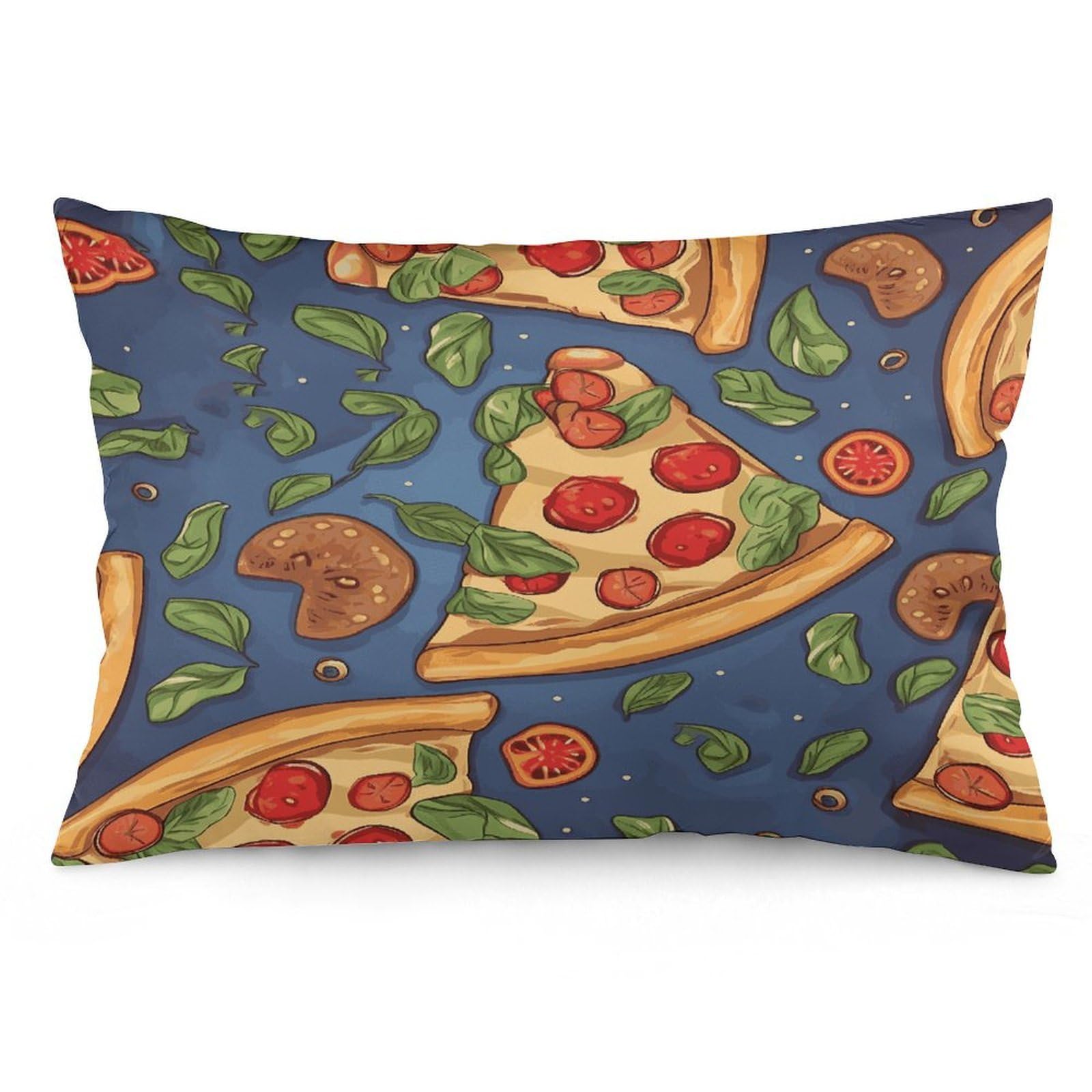 Pizza Throw Pillow Cover Soft Lumbar Pillow Covers with Zipper Breathable Rectangular Cushion Case Polyester Pillow Case Decorative Body Pillow Cover for Couch Bed