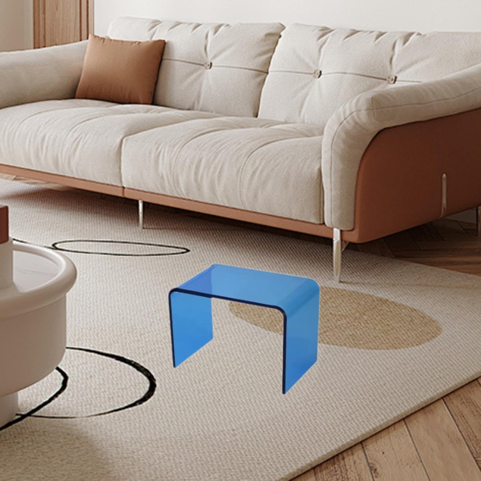 Acryl Trittschemel für Den Haushalt, Kompakter Fußhocker für Bad Und Küche, Blau