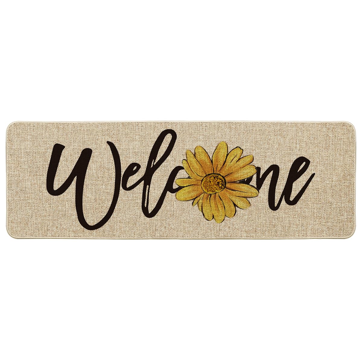 Artoid Mode Sunflower Welcome Spring Runner Rug, Summer Home Decor Low-Profile Switch Rug Door Mat Floor Mat for Indoor Outdoor 24x72 Inch