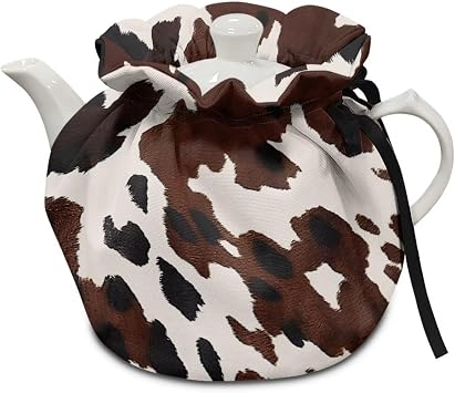 Brown Cow Insulated Tea Pot Dust Cover Stain Resistant Teapot Cozy Breakfast Warmer Tea Kettle Quilt for Home Kitchen Table Hotel Tea Party Restaurant