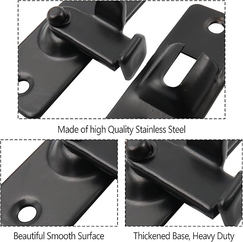 Miniatura 5 de 2 cerraduras de cierre de puerta de 90 grados, pestillo de puerta de granero de acero inoxidable, pequeños pestillos de puerta abatibles, cerrojo