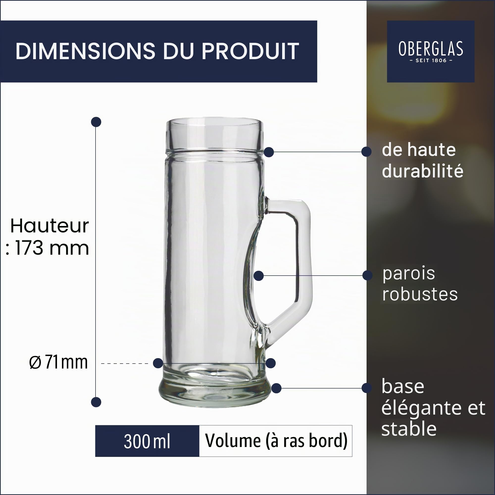 Stölzle Lot de 6 chopes à bière lisses de 0,3 l - Verre à bière solide de 0,3 l - Passe au lave-vaisselle