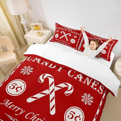 Miniatura 5 de jejeloiu Juego de ropa de cama de Navidad para niños y niñas, juego de funda de edredón con cita de Navidad, tamaño Queen, funda de edredón con