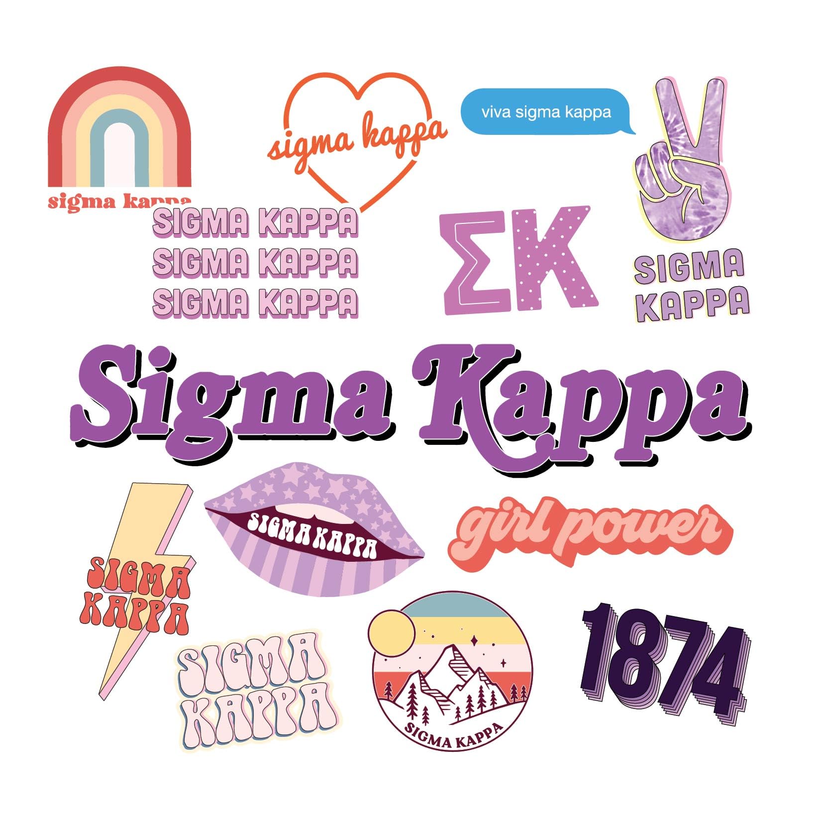 Autocollants Sigma Kappa Girl Power célébration de la sororité et des liens étudiants