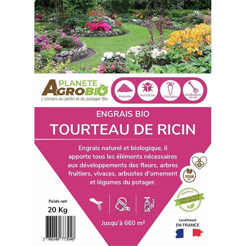 Engrais bio tourteau de ricin granulé (20 Kg)