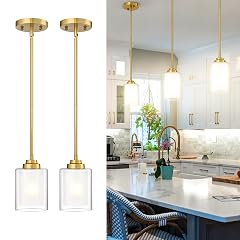 TENGXIN Modern Pendant Light Brushed Gold Modern Pendant Light for Kitchen Island Hanging Ceiling Light Fixture Farmhouse Pendant