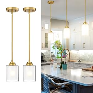 TENGXIN Modern Pendant Light Brushed Gold Modern Pendant Light for Kitchen Island Hanging Ceiling Light Fixture Farmhouse Pendant
