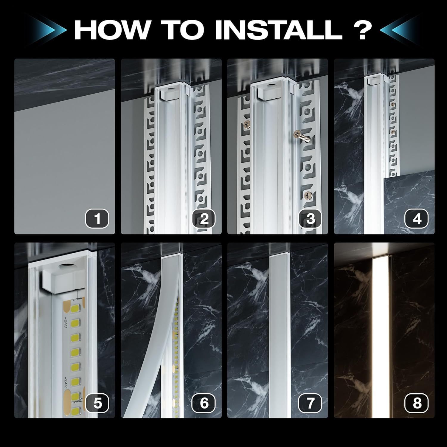 38 x LED Fliesenprofil 2M, LED Trockenbauprofil 2M Aluminium Profil Schiene Unterputz Kanal und Diffusor Aufputz für Indirekte Beleuchtung Decke