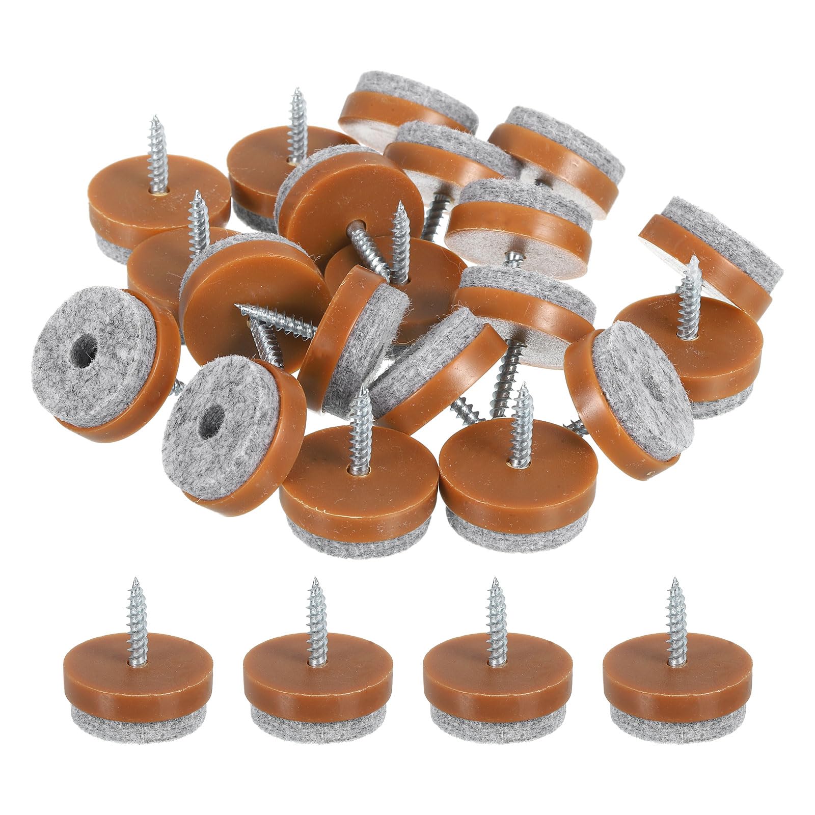 Patins ronds à clouer en feutre 28mm marron pour pieds de chaise et table Lot de 50