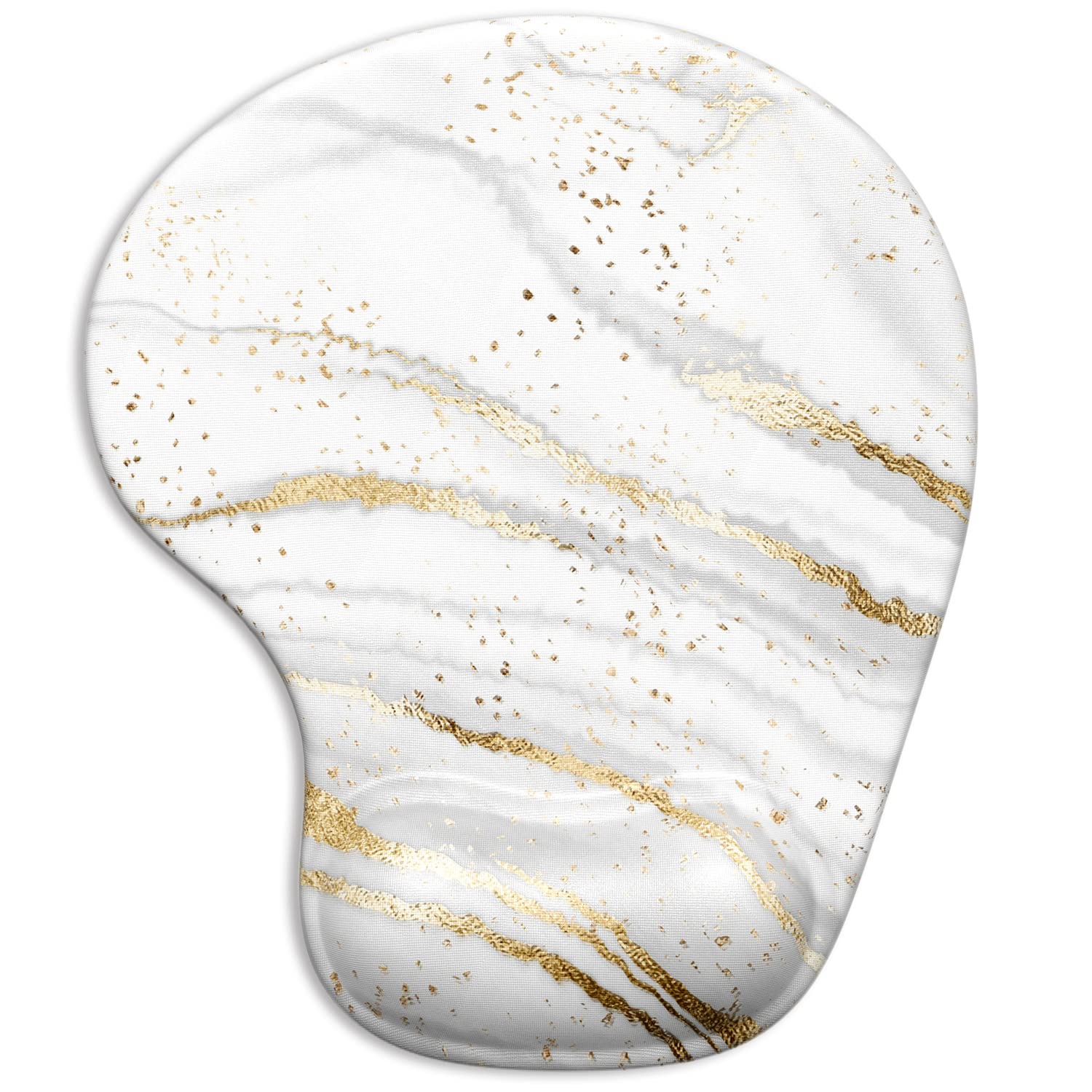 ITNRSIIET Ergonomic Mouse Pad with Gel Wrist Support Wrist Rest Smooth Surface Non-Slip PU Base Comfortable Office Supplies Pain Relief, 9.5 x 8 inches, Gray Gold Marbling — image 1