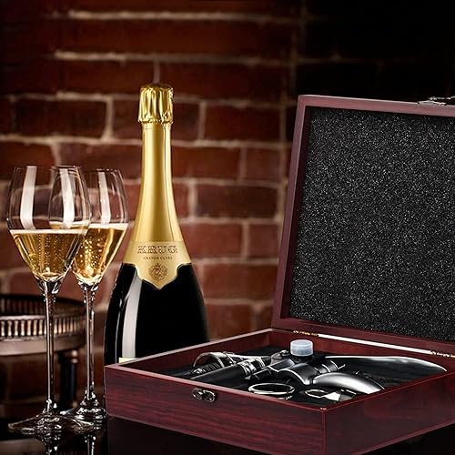 Miniatura 8 de Abridor de botellas de vino, accesorios de vino Areator Kit de abridor de vino, juego de sacacorchos de vino tinto con estuche de madera, regalo de