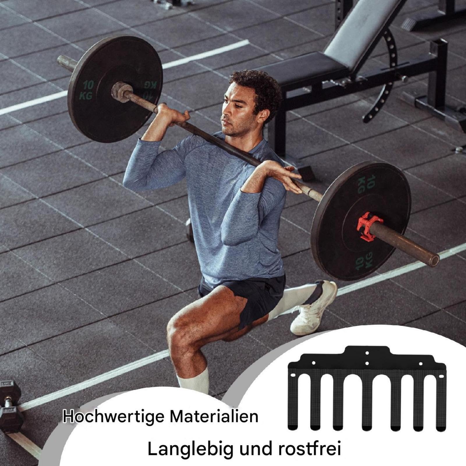 Uchwyt na Sztangę Organizer Oszczędzający Miejsce | Do Siłowni Rozwiązanie Organizacji Sprzętu Fitness Do Prezentacji Na Ścianie Siłowni W Piwnicy Pokoju I Przestrzeni