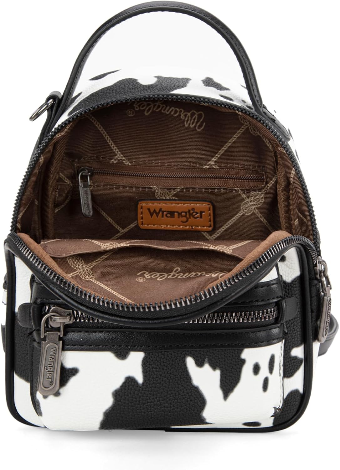Montana West Wrangler Mini Backpack Cute Cow Print Backpack Purse for Girls and Women, Black WG133-8600BK - Image 4