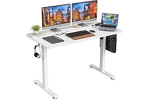 STARY Ergonomic Sit-Stand Electric Height Adjustable Standing Desk for Home Office, 48x24, White