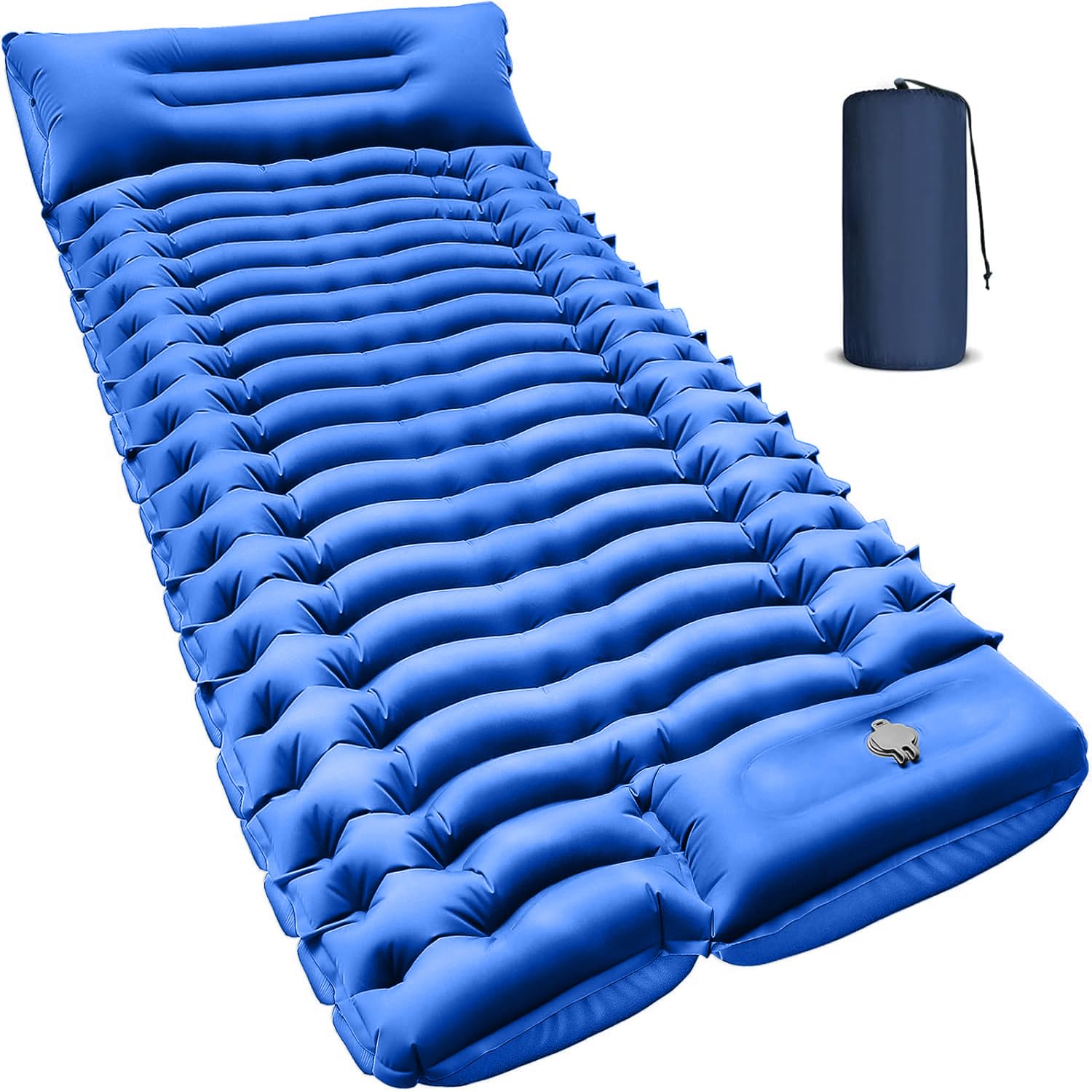 Camping Sleeping Pad, Ultralight Camping Mat with Pillow Built-in Foot Pump Inflatable Sleeping Pads Compact for Camping Backpacking Hiking Traveling Tent