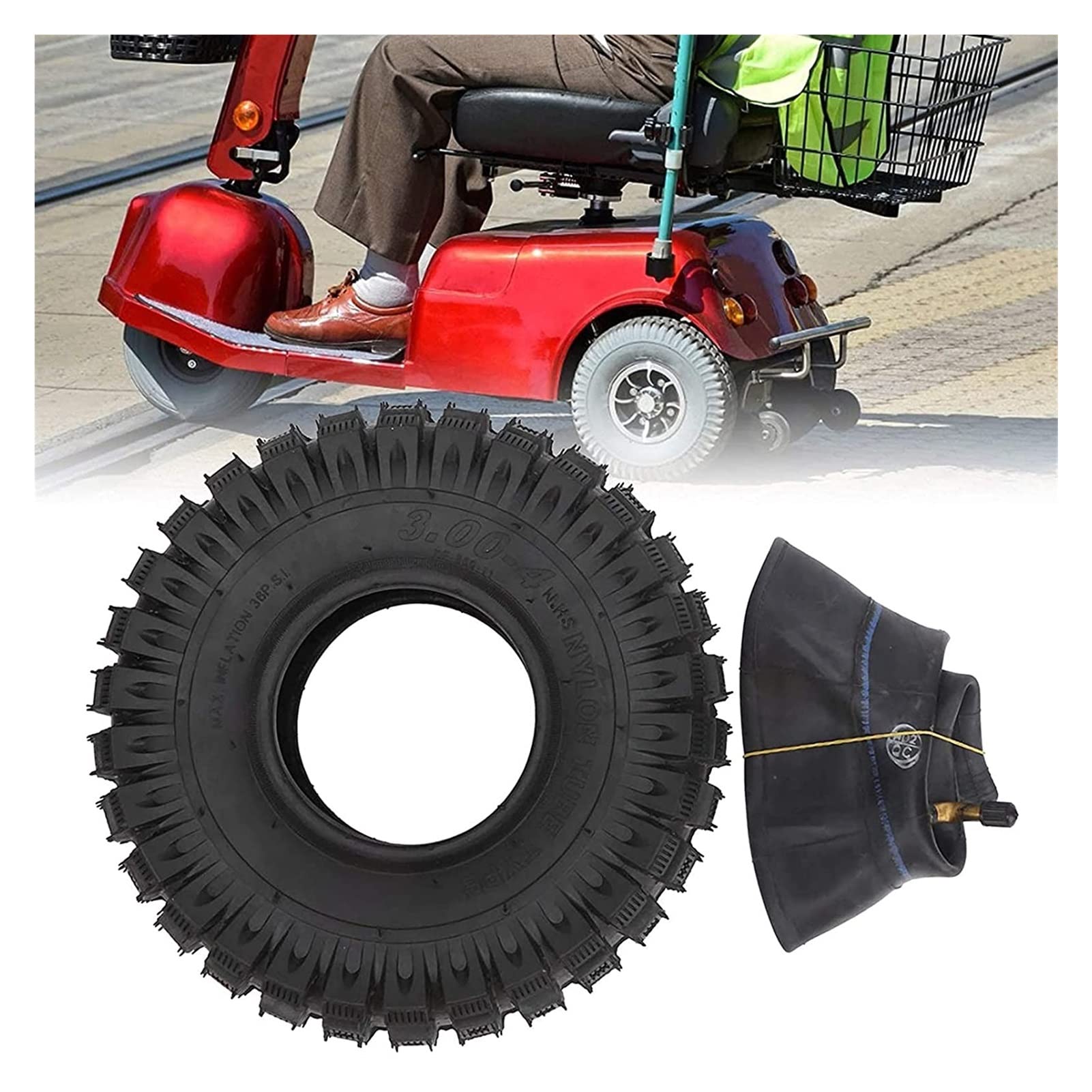 Pneumatico per scooter elettrico con ruote, valvola per camera d'aria interna per pneumatico esterno 4.10/3.50-4 Sostituzione carrello singolo