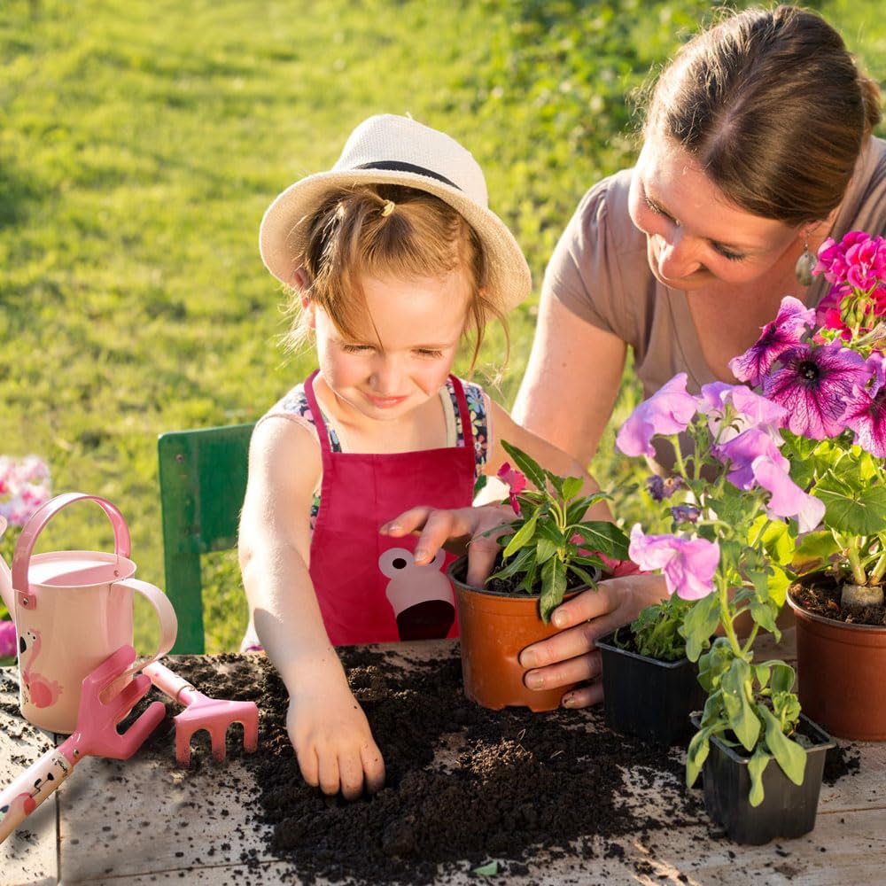 Brouette Enfants Hortem 5 Pièces - Acier, Capacité 30kg - Avec Outils Et Gants - Jeu Jardin Age 3+ - Rose