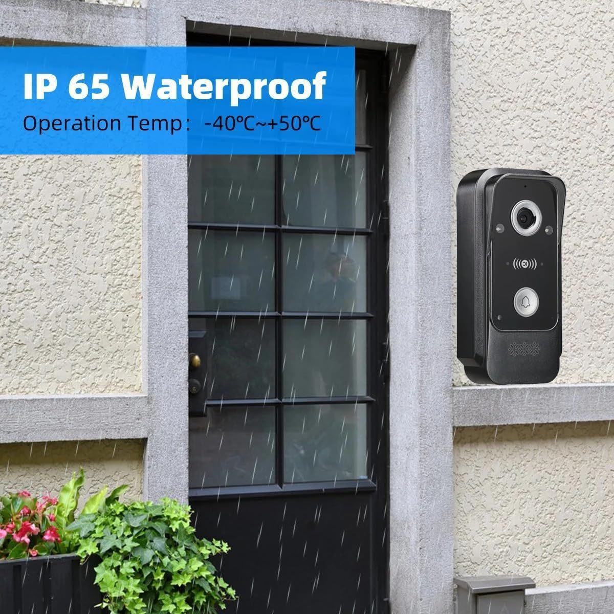 Timbre Inalámbrico con Cámara,Videoportero 4 Hilos,Detección Humana PIR,Audio Bidireccional,Timbre Casa,Visión Nocturna,Cámara Exterior Impermeable de 1080p,Desbloquear (1 timbre + 1 monitor)