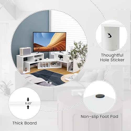 Miniatura 7 de LOKO Soporte de TV de 3 piezas, moderno centro de entretenimiento para TV de hasta 65 pulgadas, mesa consola de TV minimalista, estantería de