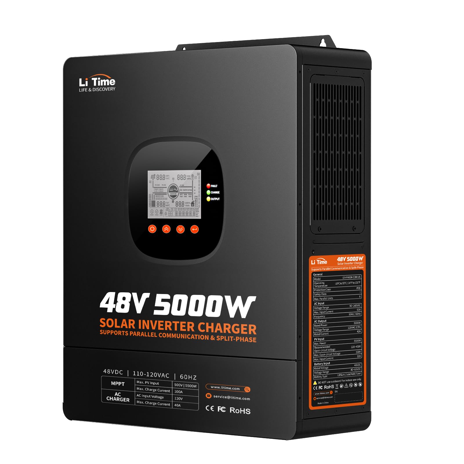 Amazon.co.jp: LiTime 5000W ソーラーハイブリッドインバーター充電器