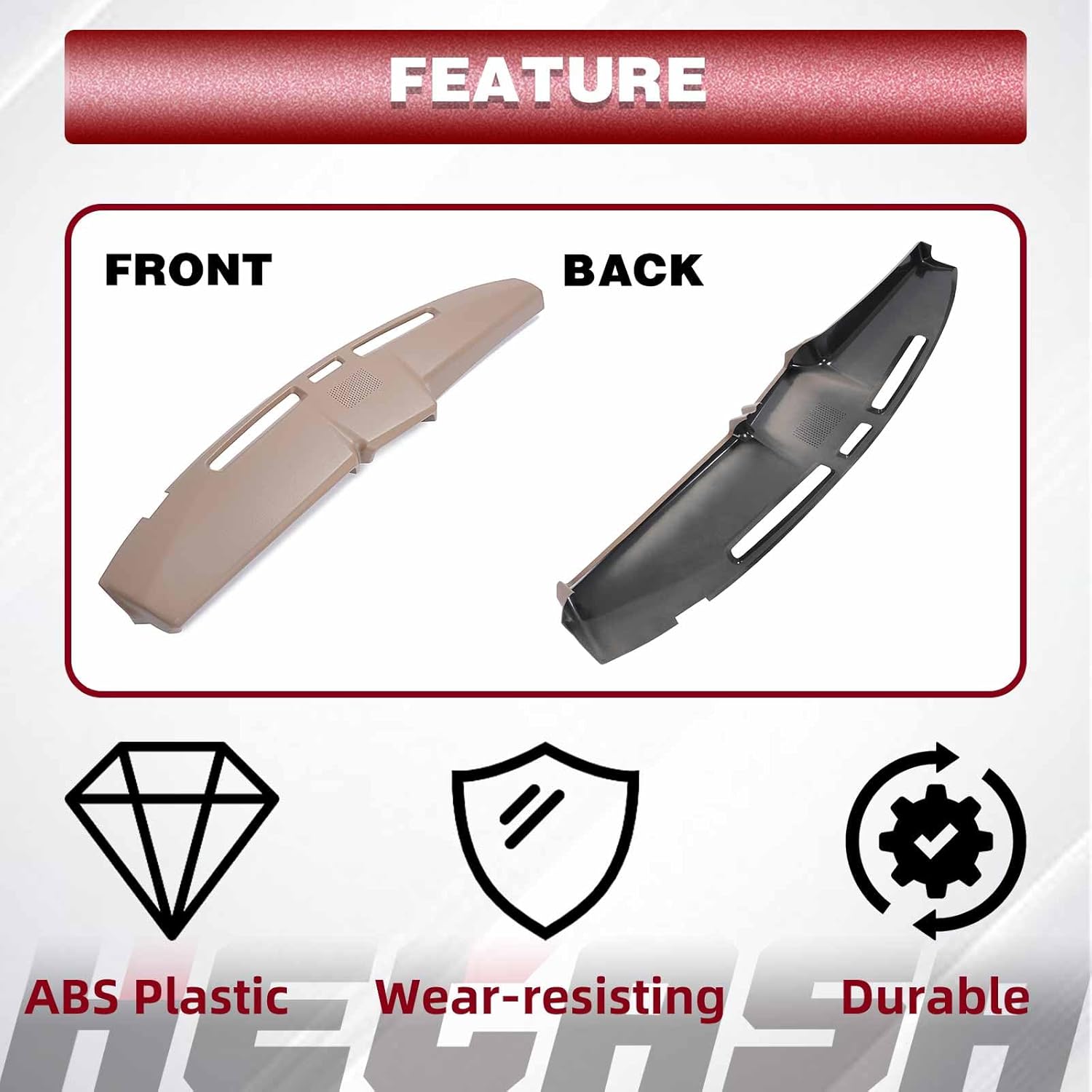 HECASA Dash Board Cover Compatible with 1980-1986 Ford F100 F150 F250 F350 Bronco Dash Dashboard Cover ABS Plastic Painted Brown