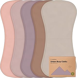 Organic Burp Cloths Baby Boy & Girl - 5-Pack Super Absorbent Cotton Burping Cloths for Babies, Soft & Plush Newborn Spit Up Rags, Infant Towels for Milk Spit Up, Unisex, Large 21" x 10" (Mauve)