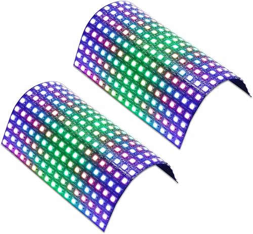 HJHX 2 paneles de matriz LED Ws2812b de 8 x 8, 64 píxeles direccionables individualmente panel LED flexible, pantalla LED digital RGB 5050SMD